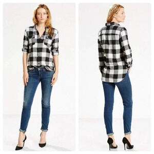 LEVI’S | Women’s Buffalo Plaid 100% Cotton Boyfriend Tunic Shirt Size XL.